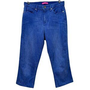 Lilly Pulitzer Excellent Capri Jeans Straight Distressed Women 8 Blue